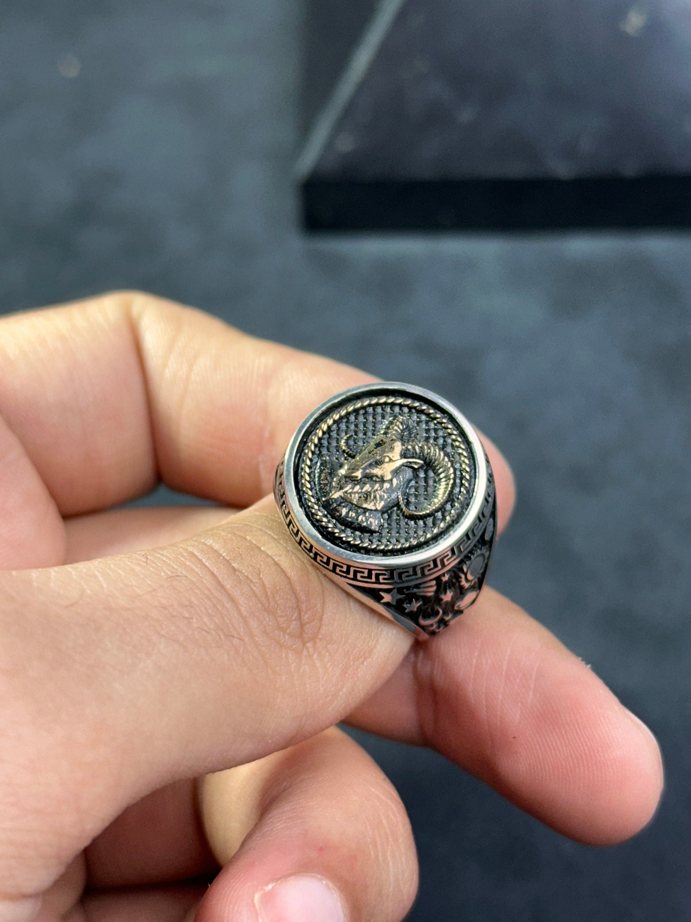Aries Zodiac Signet Ring: Sterling Silver Astrology Jewelry