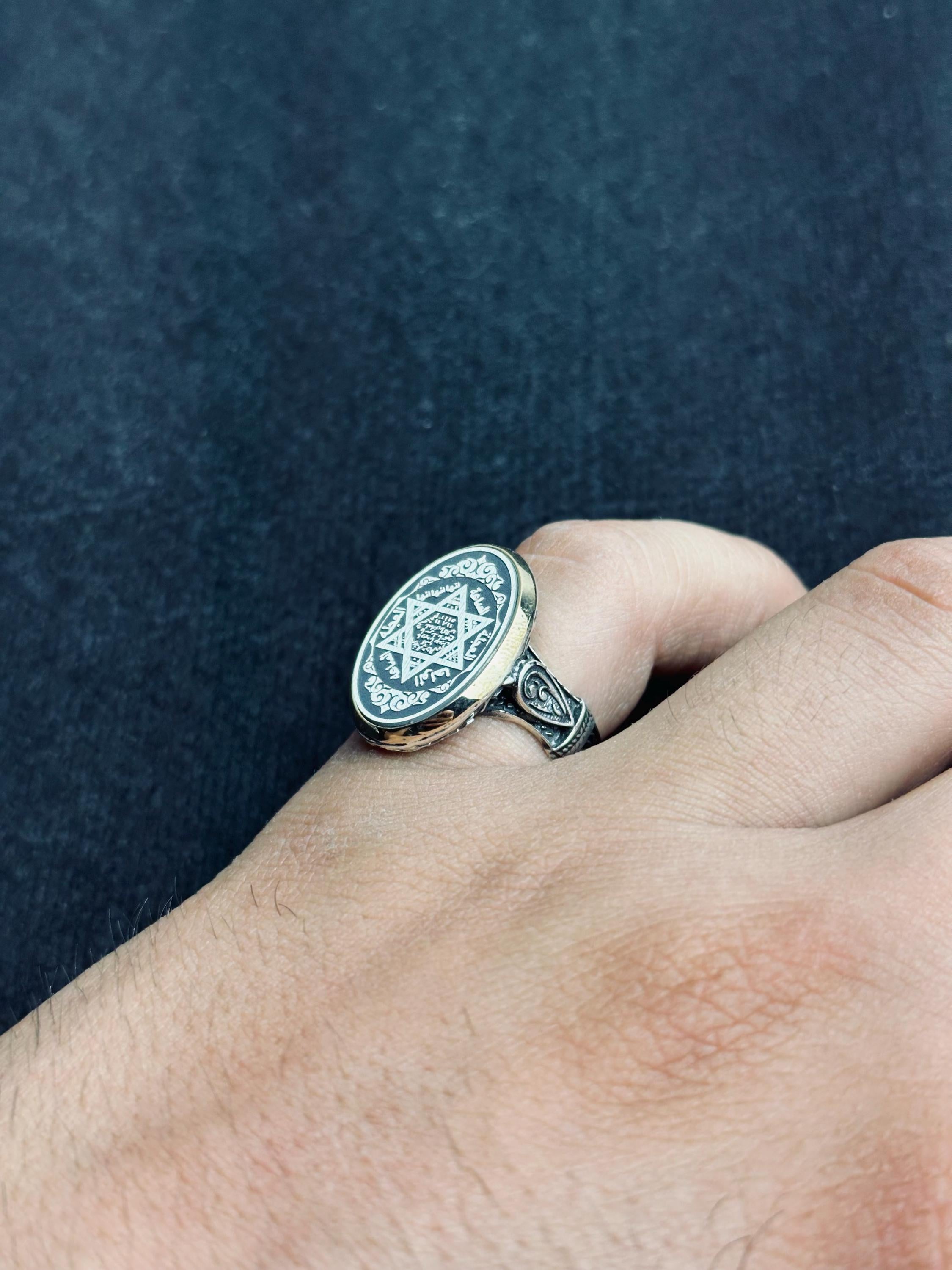 Solomon Seal Sterling Silver Ring, Minimal Oval Statement (Handmade)