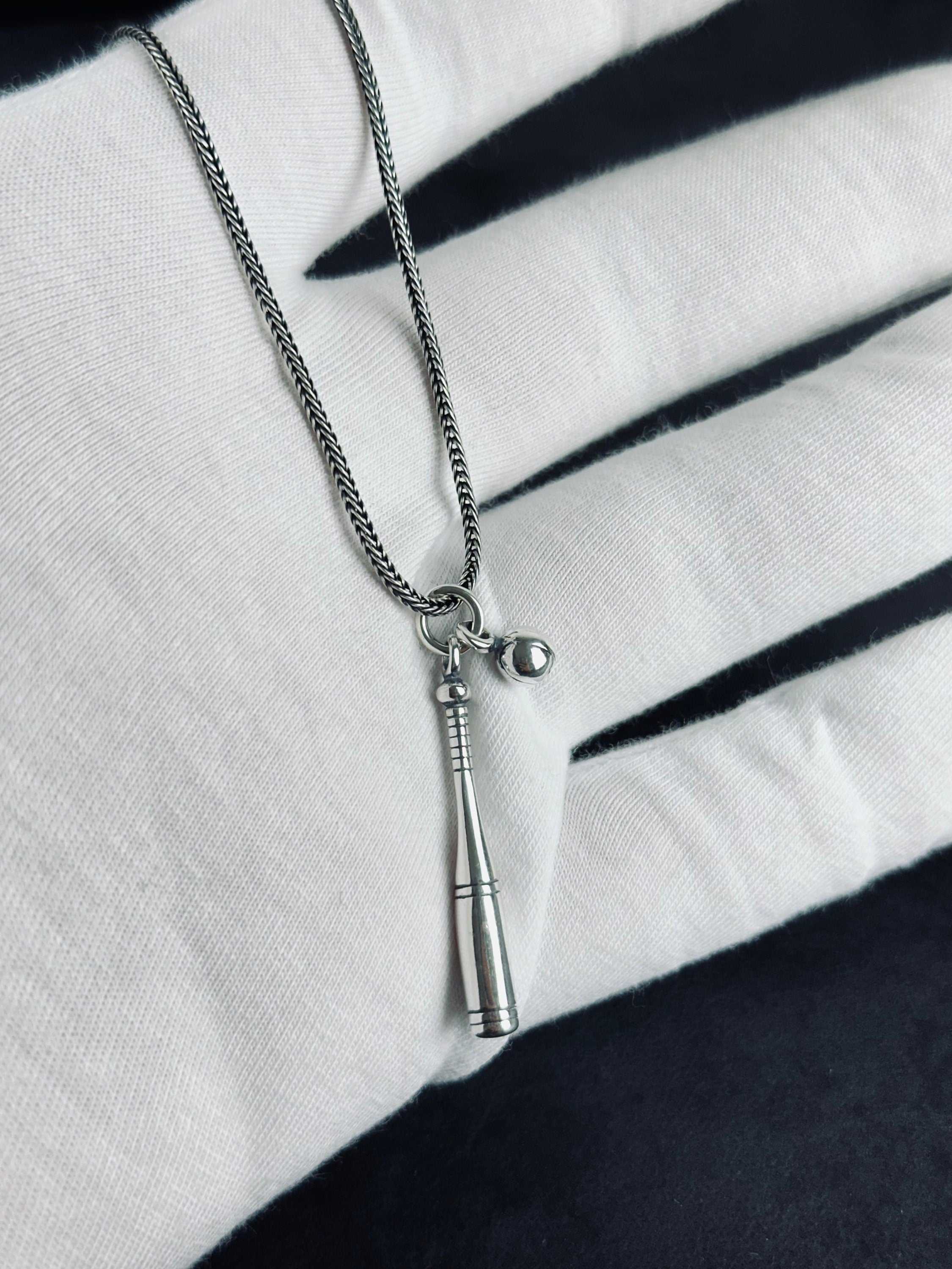 Sterling Silver Baseball Bat Necklace - Simple Sports Pendant