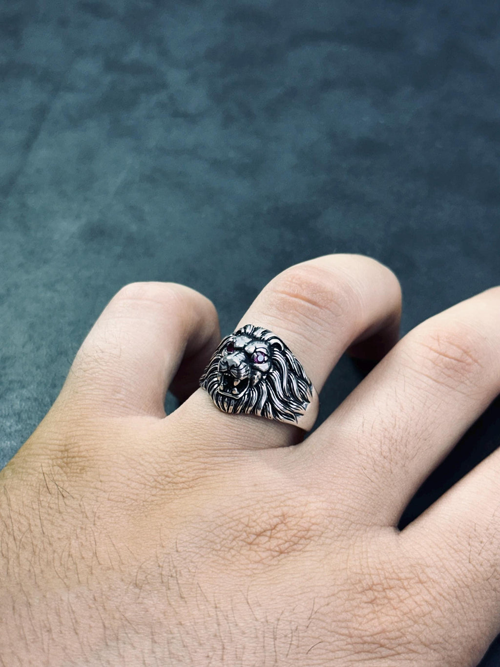 Sterling Silver Lion Head Ring: Handmade Men's Statement Jewelry