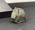 Solomon Seal Ring: Engraved Sterling Silver, Bold Men's Band
