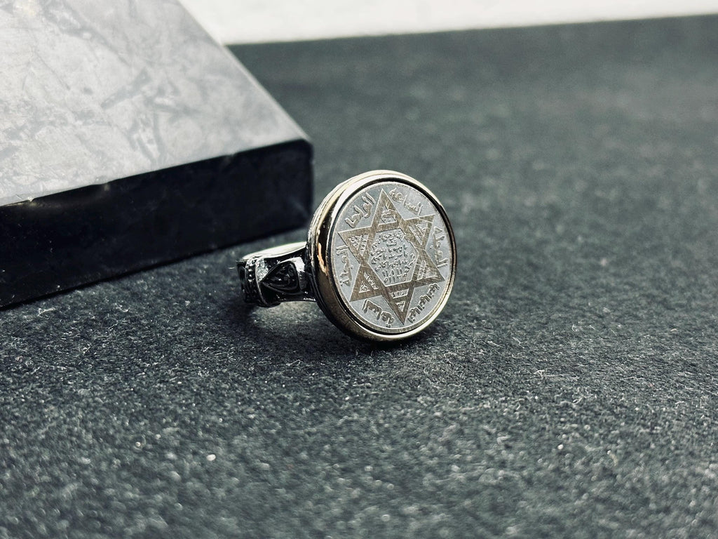 Seal of Solomon Sterling Silver Ring - Handmade Spiritual Amulet