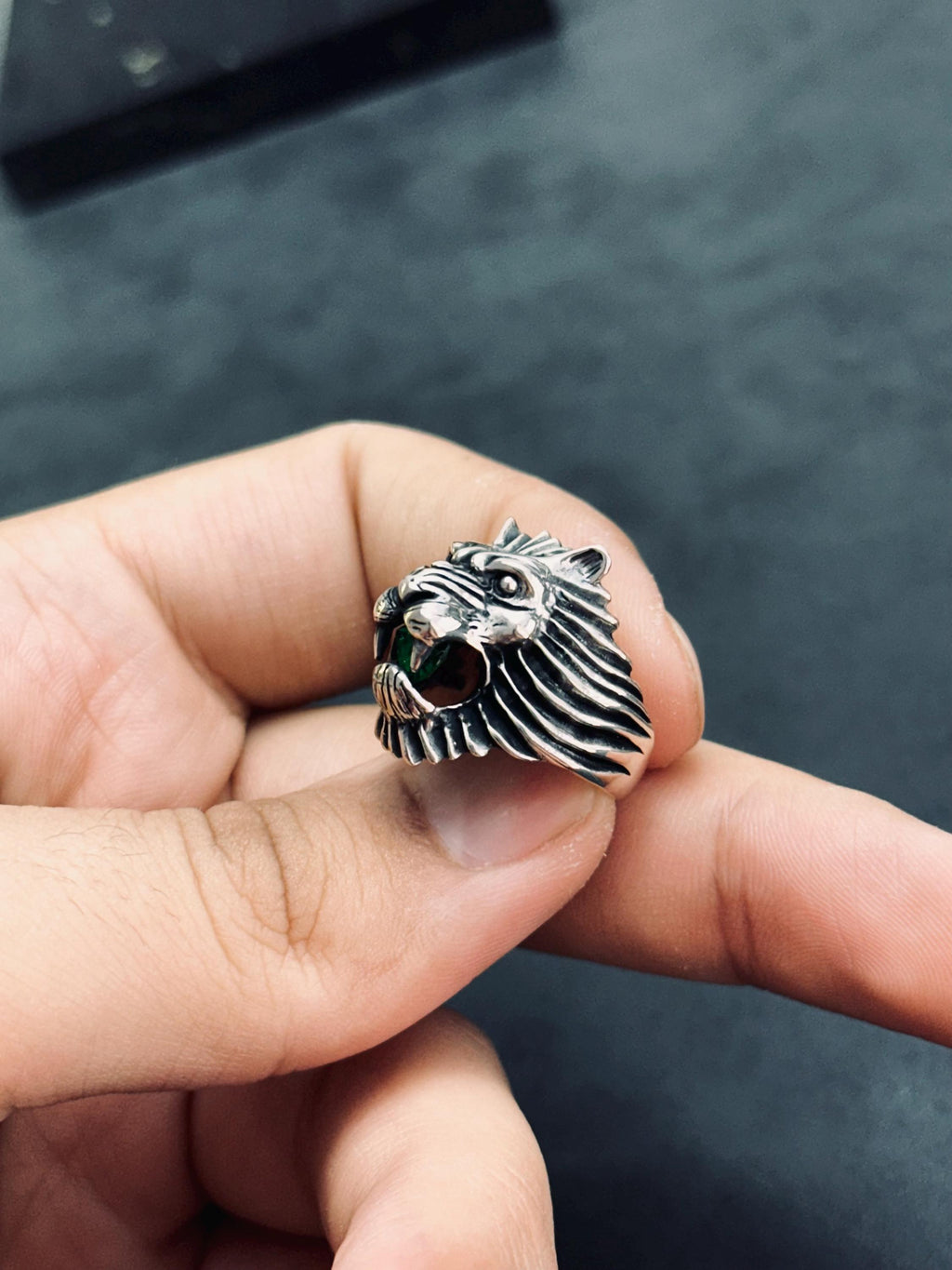 Sterling Silver Lion Head Ring: Handmade Bold Animal Design