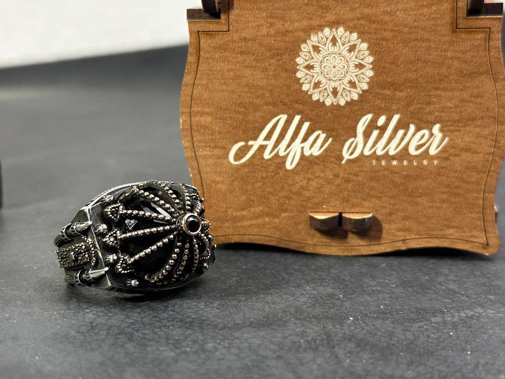 Al Aqsa Mosque Sterling Silver Ring - Oversized Handmade Men's Band