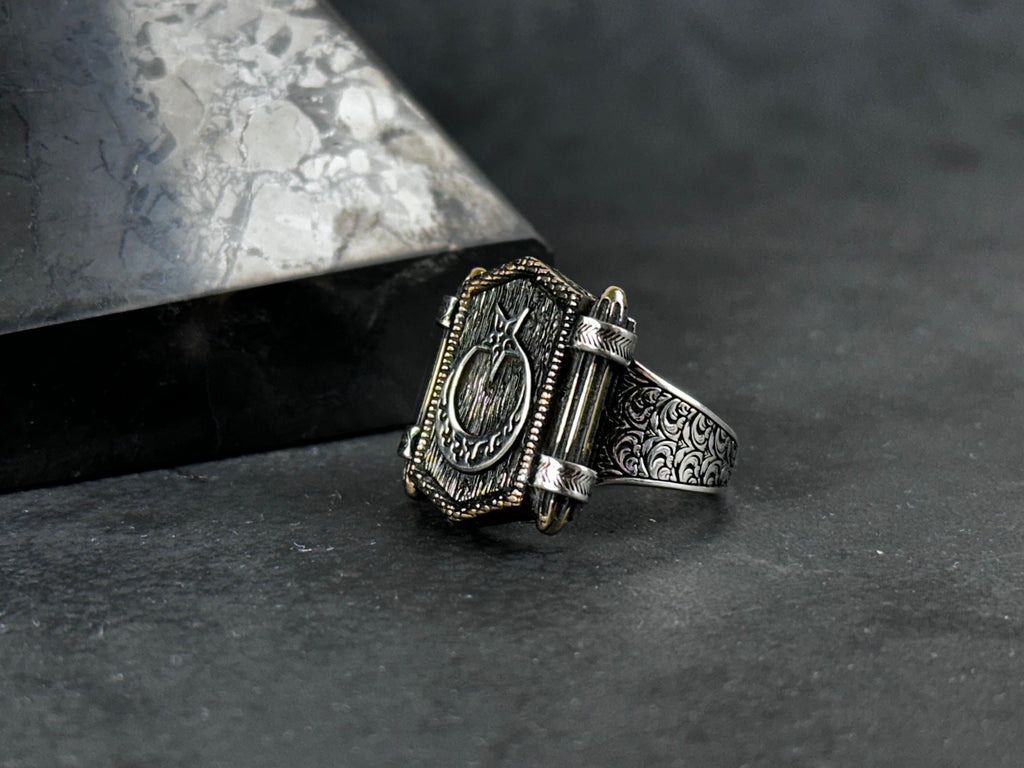 Crescent Star Ring: Sterling Silver Handmade - Turkish Design