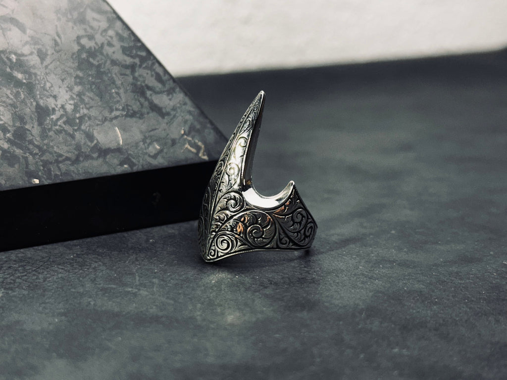 Thumb Ring: Sterling Silver Ouroboros Design (Medieval Zihgir Style)