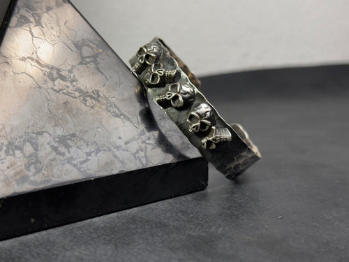 Chunky Sterling Silver Skull Cuff Bracelet (Handmade for Men)