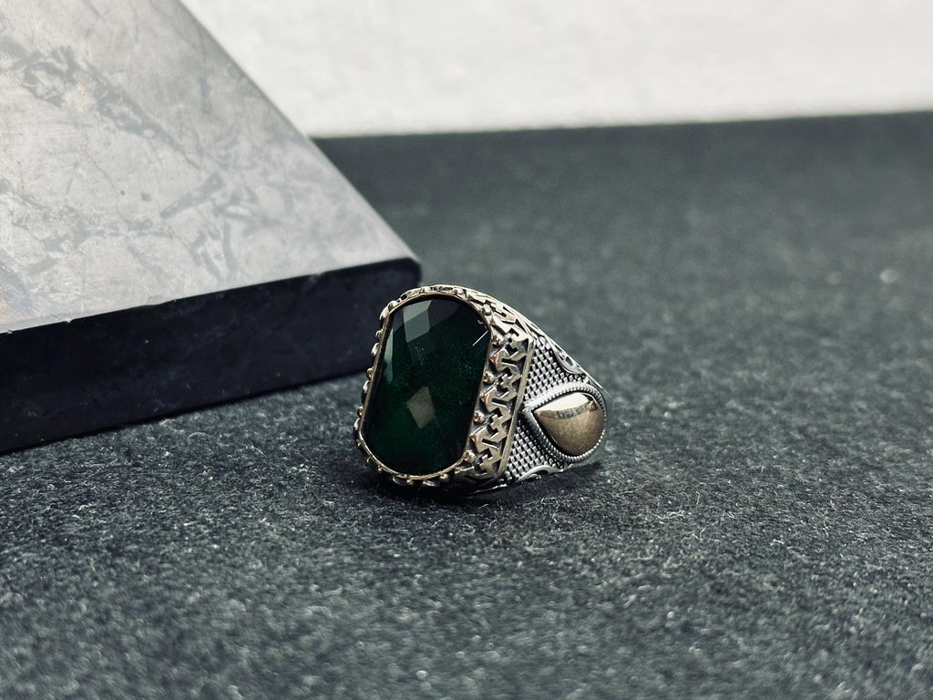 Colombian Emerald Ring: Handmade Sterling Silver Statement Jewelry