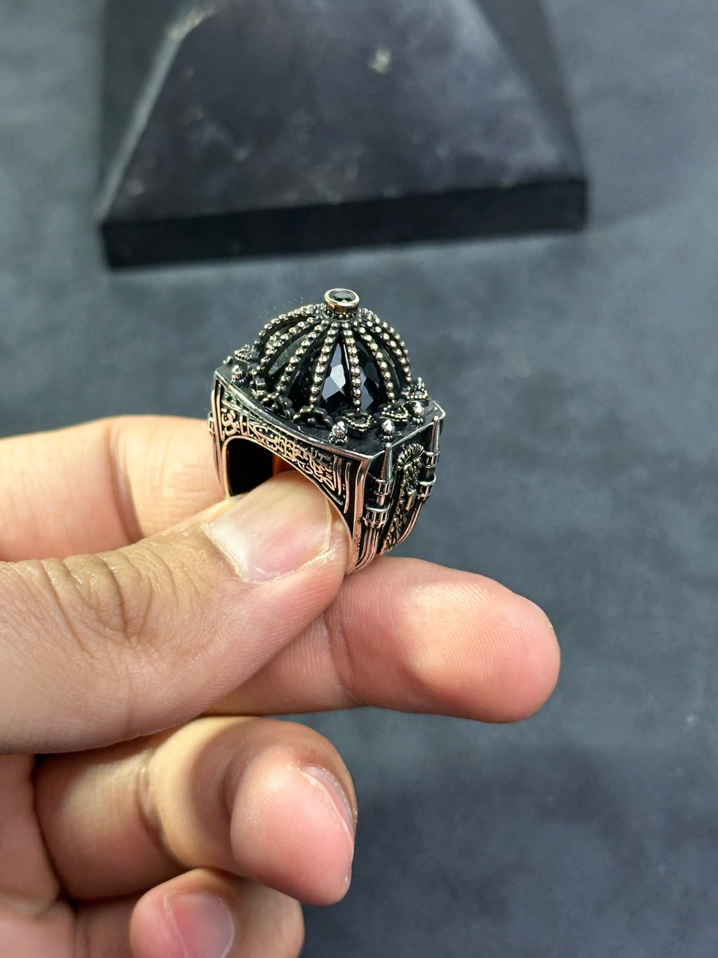 Al Aqsa Mosque Sterling Silver Ring - Oversized Handmade Men's Band
