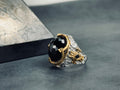 Oval Zircon Ring: Rhodium Sterling Silver Engraved Band