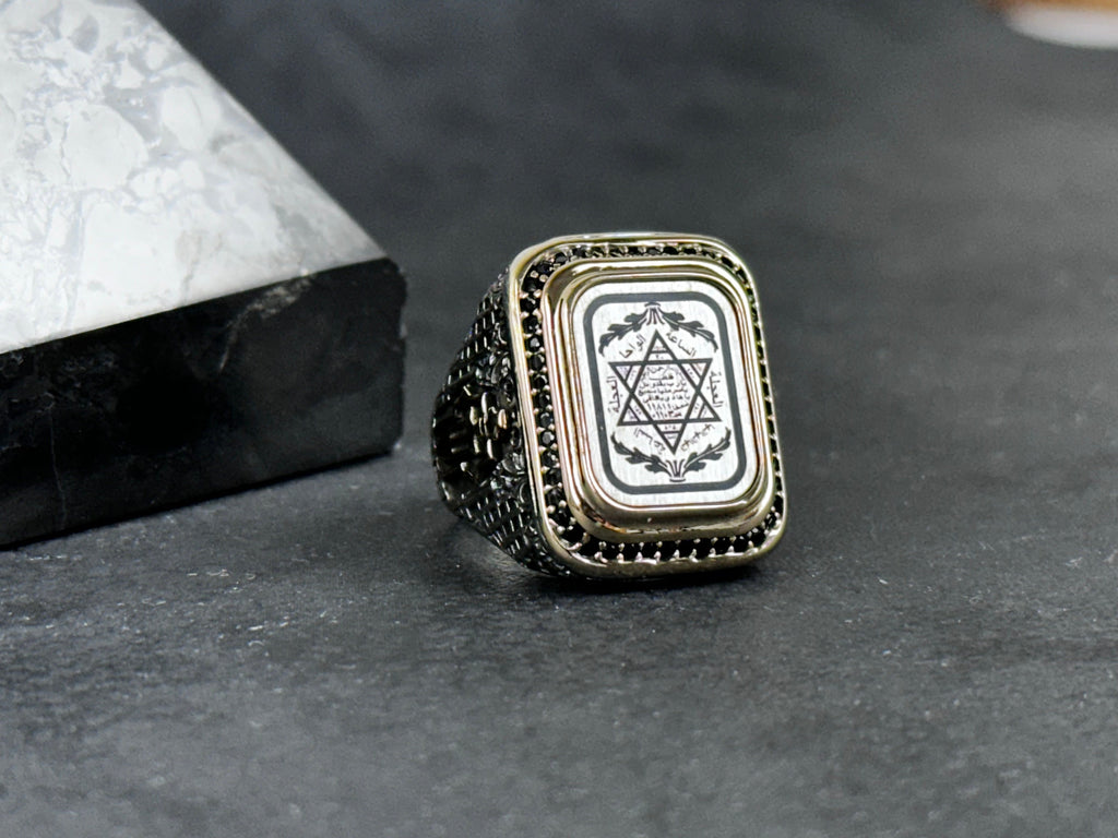 Engraved Solomon's Seal Ring: Spiritual Sterling Silver (Men's Size)
