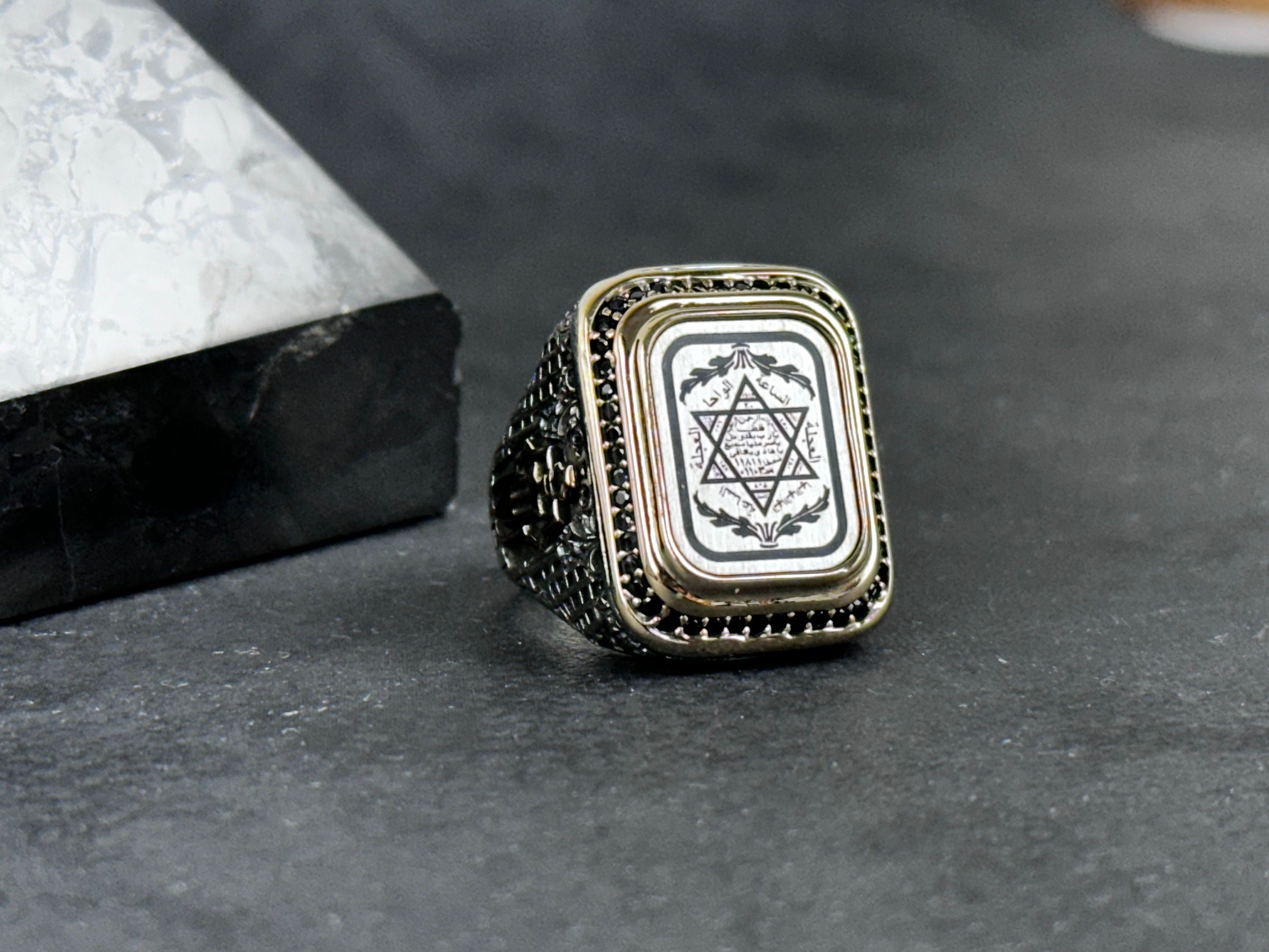 Engraved Solomon's Seal Ring: Spiritual Sterling Silver (Men's Size)