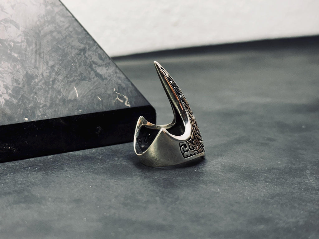 Handmade Sterling Silver Zihgir Thumb Ring – Traditional Turkish Archer Ring, Ottoman Style, Men’s Jewelry, Adjustable Gift Ring