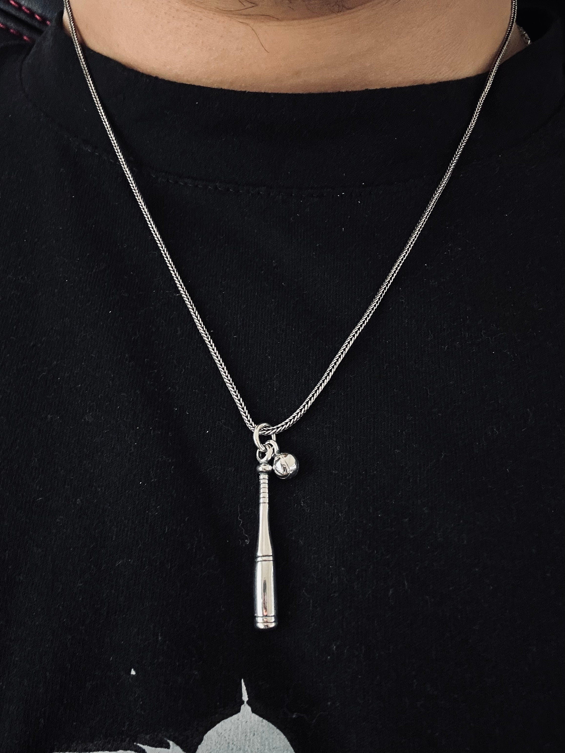 Sterling Silver Baseball Bat Necklace - Simple Sports Pendant