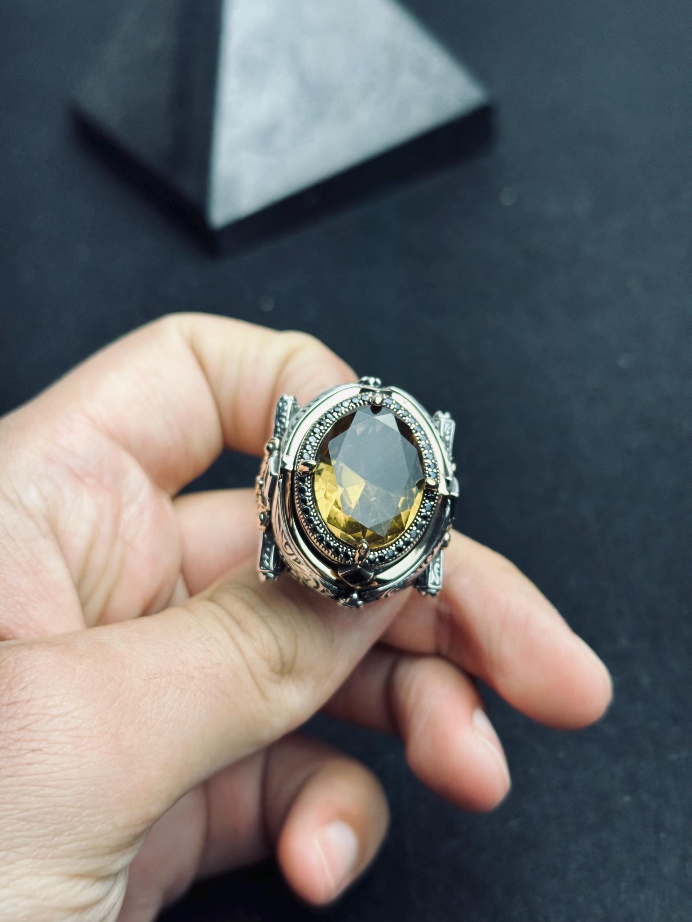 Sultanit Statement Ring: Color Changing Gemstone (Sterling Silver, Handmade)