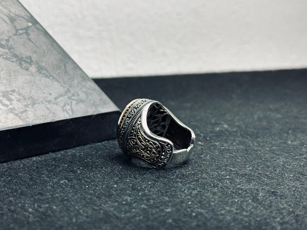 Sterling Silver Ruby Ring: Vintage Men's Signet (Handmade, Deep Red)