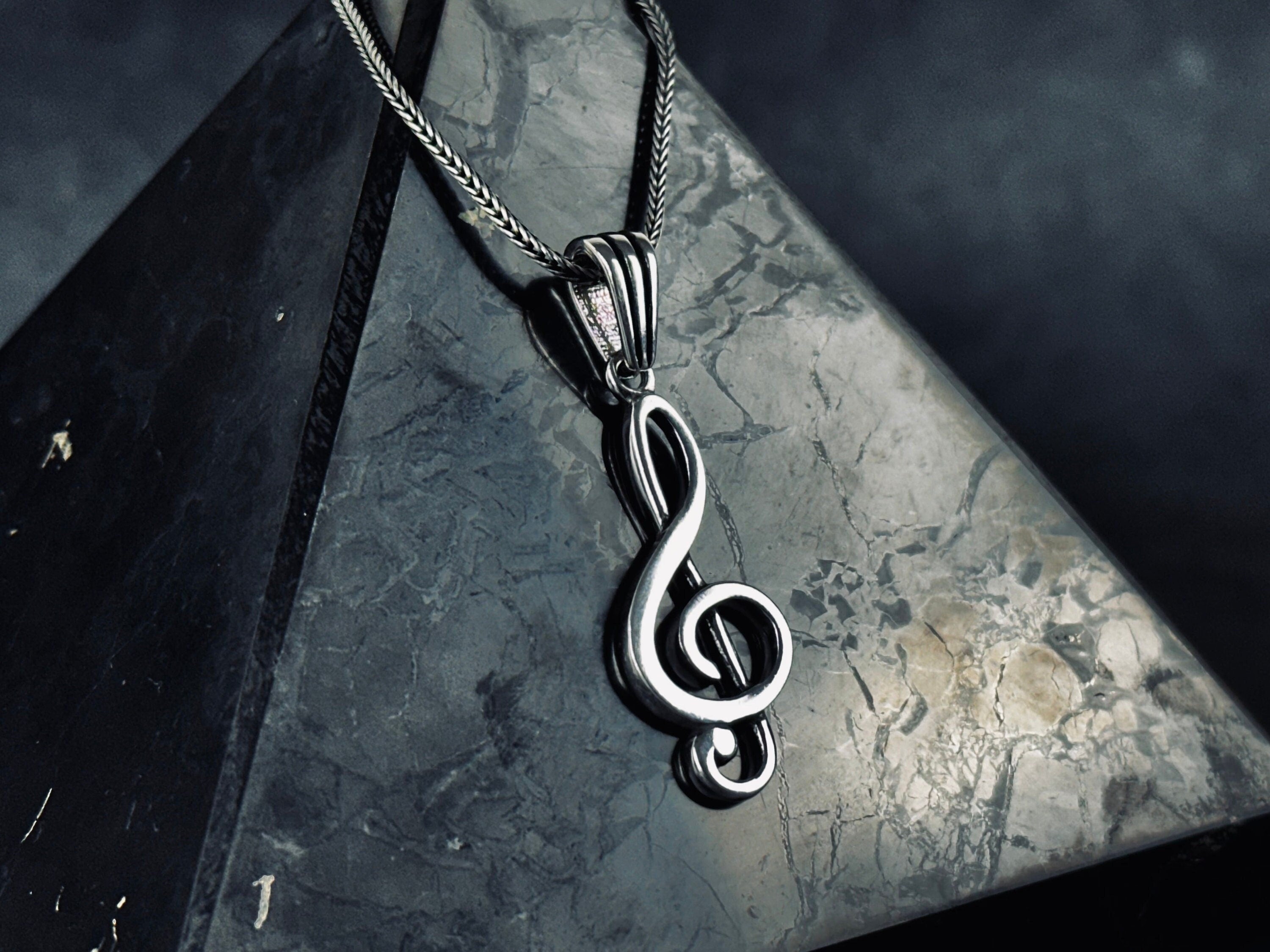 Treble Clef Necklace: Sterling Silver Music Pendant