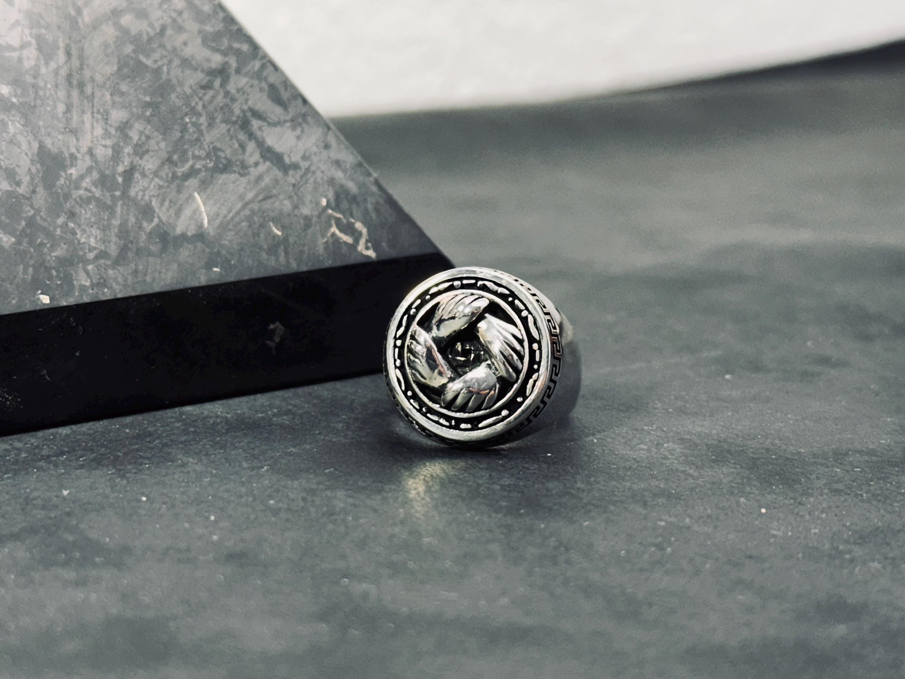 Sterling Silver Handshake Ring: Loyalty and Friendship Symbol