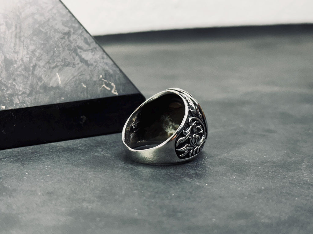 Nordic Eagle Sterling Silver Ring, Oxidized Handmade (Men's Size)