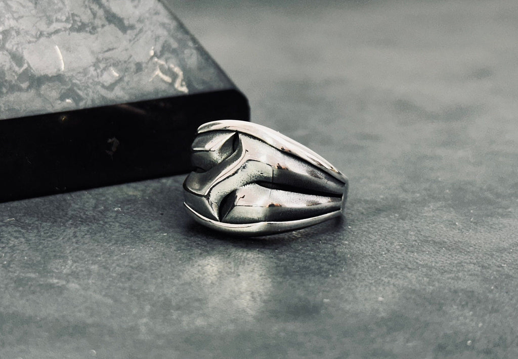 Sterling Silver Ring: Tree Bark Design - Handmade Men's Band