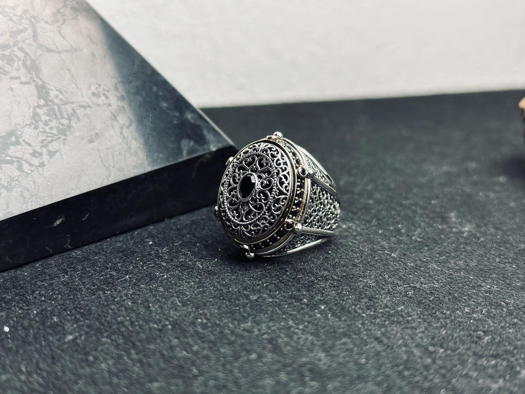 Ottoman Style Silver Ring, Large Oval Engraved (Men's Statement)
