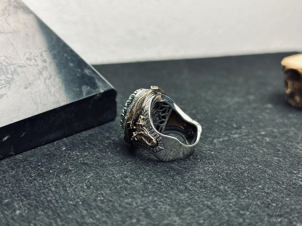 Aquamarine Oval Ring - Handmade Sterling Silver, Turkish Design