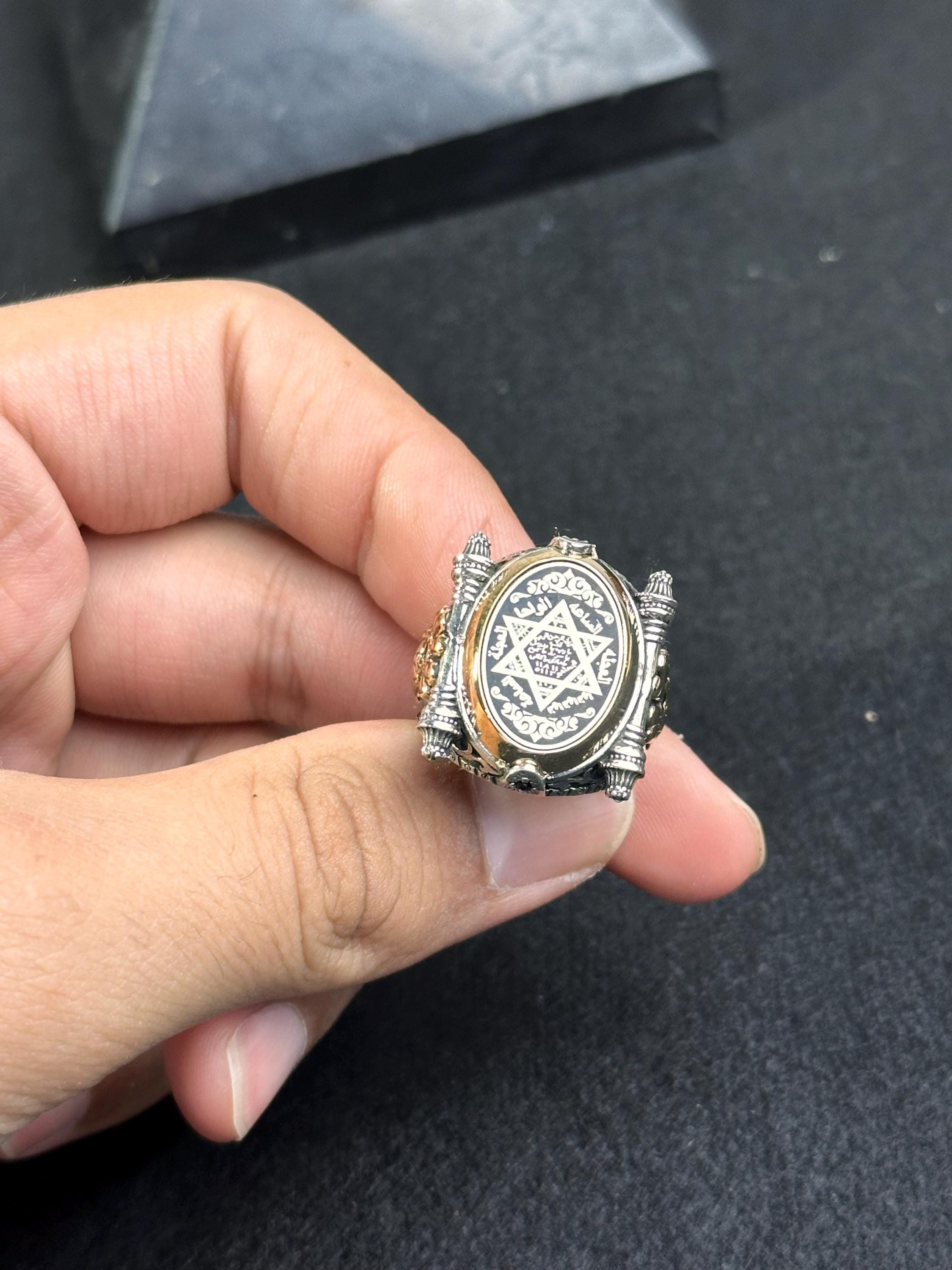 Seal of Solomon Ring: Oval Sterling Silver Signet (Handmade for Men)