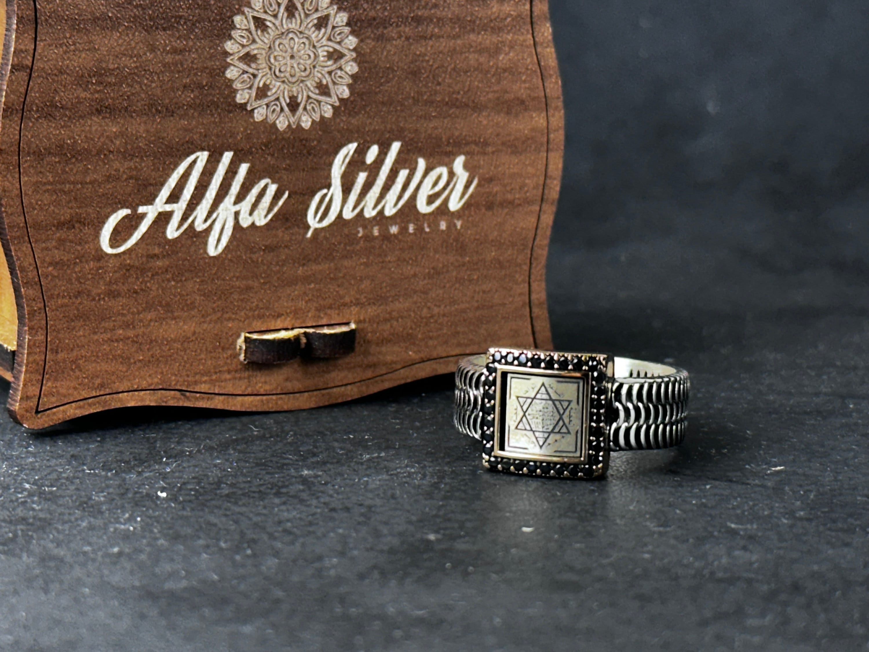 Solomon King Seal Silver Ring, Handmade Minimal Talisman (Adjustable)