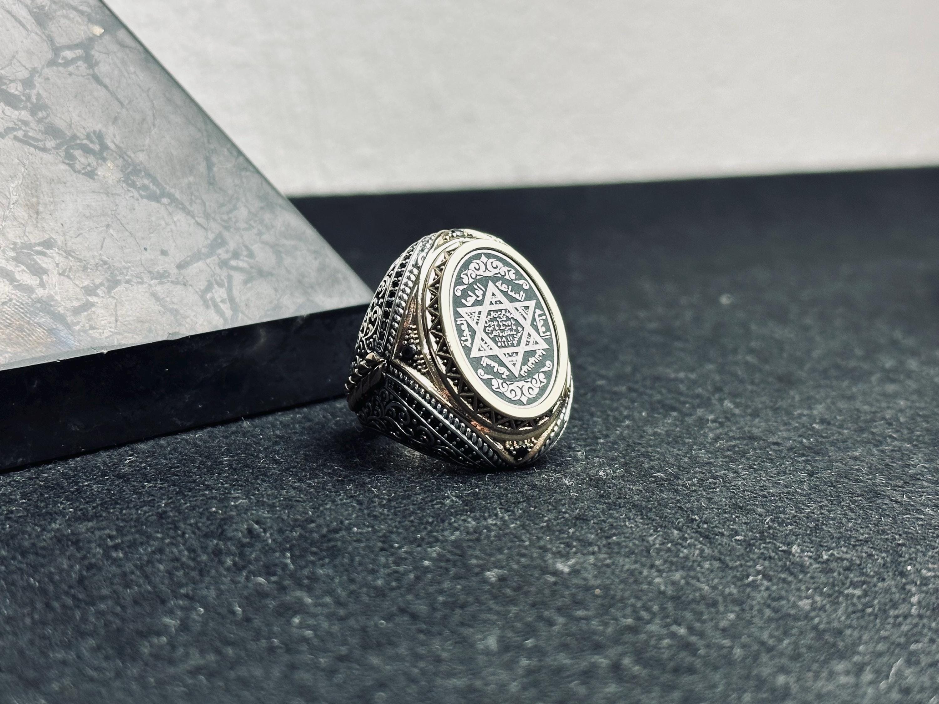 Mystic Sterling Silver Ring, Seal of Solomon Hexagram (Unisex)