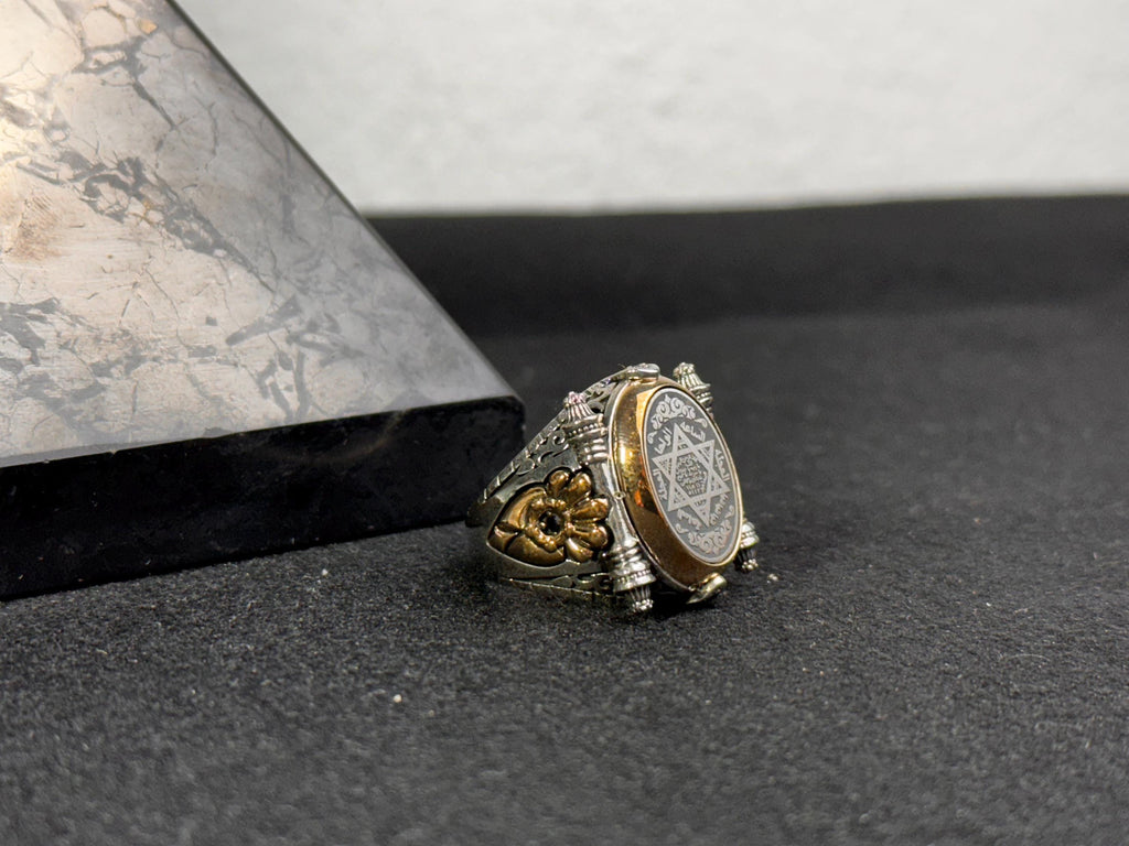 Seal of Solomon Ring: Oval Sterling Silver Signet (Handmade for Men)