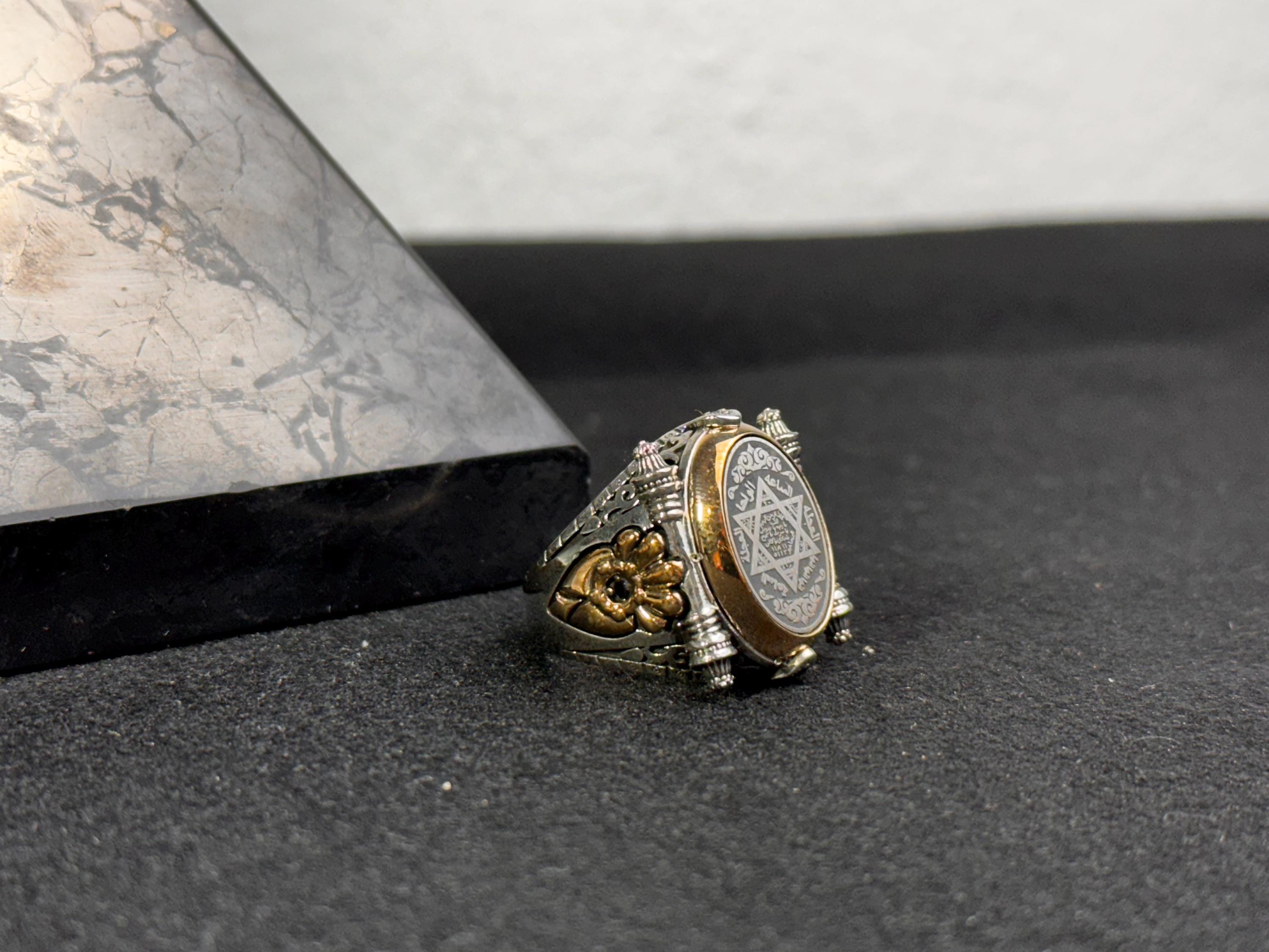 Seal of Solomon Ring: Oval Sterling Silver Signet (Handmade for Men)