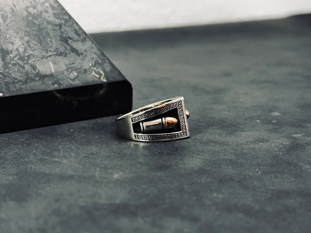 Greek Sterling Silver Bullet Ring (Handmade, Men's Size)
