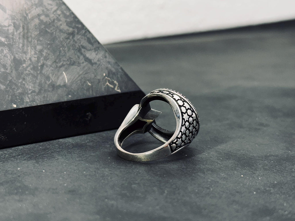 Moon Star Ring: Sterling Silver Handmade - Celestial Design