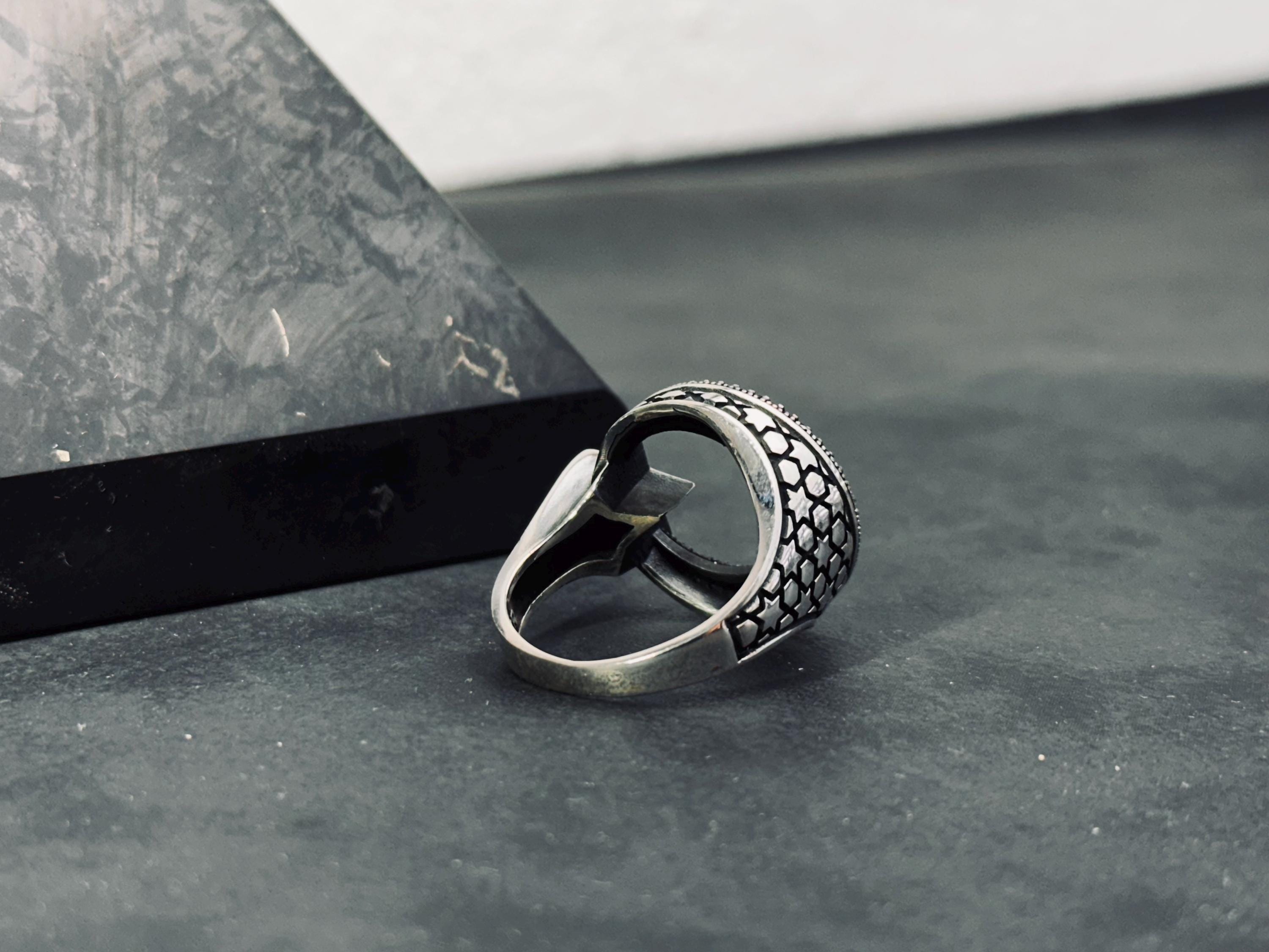Moon Star Ring: Sterling Silver Handmade - Celestial Design