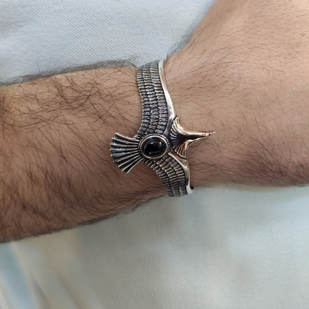 Handmade Sterling Silver Eagle Bracelet (Adjustable, Unisex)