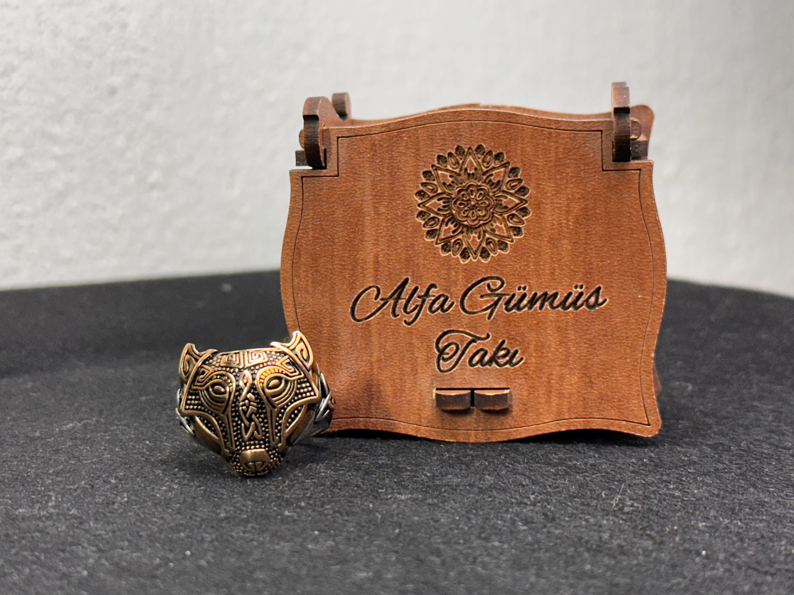 Wolf Ring: Nordic Viking Style (Gold Plated Sterling Silver)