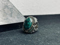 Emerald Lion Silver Ring - Large Handmade Sterling Statement