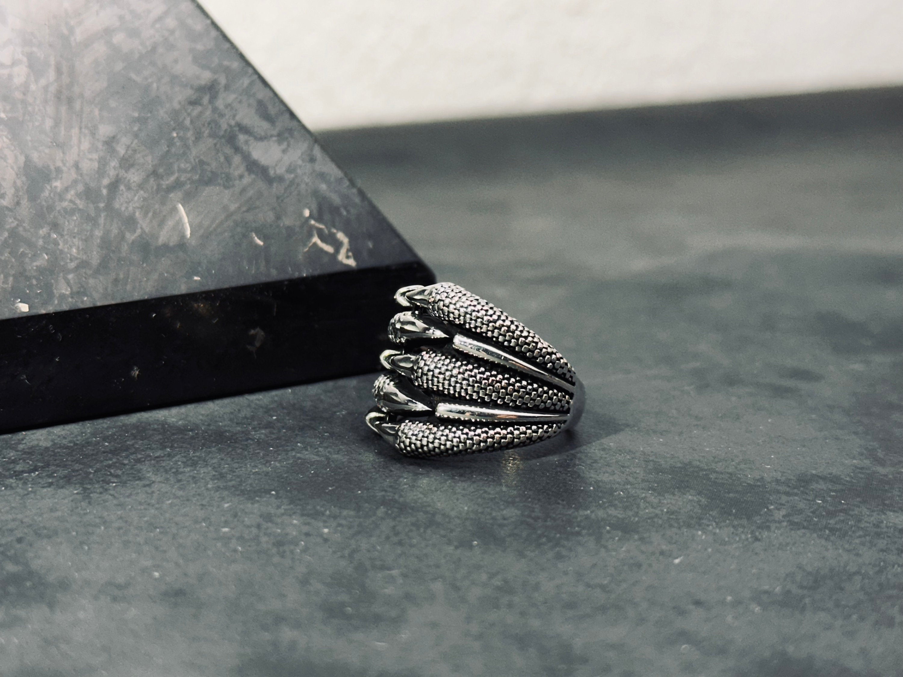 Men's Claw Silver Ring - Handmade 925 Sterling Statement Band