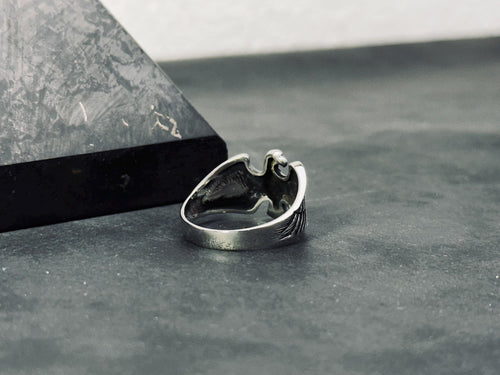 Eagle Sterling Silver Ring: Nordic Style (Handmade Oxidized Band)