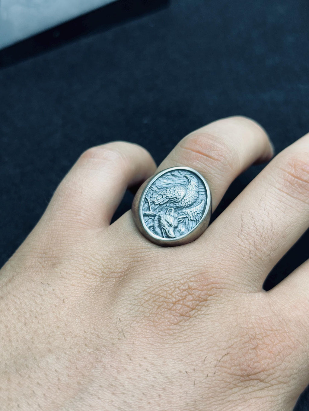 Bald Eagle Ring: Sterling Silver Men's Signet (Handmade Animal Jewelry)