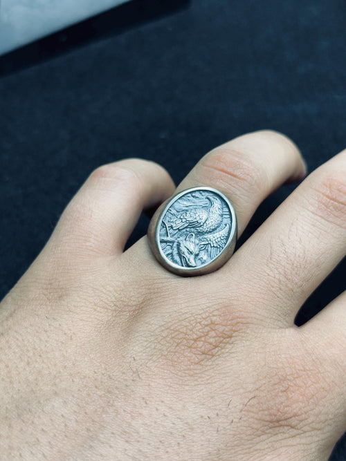 Bald Eagle Ring: Sterling Silver Men's Signet (Handmade Animal Jewelry)