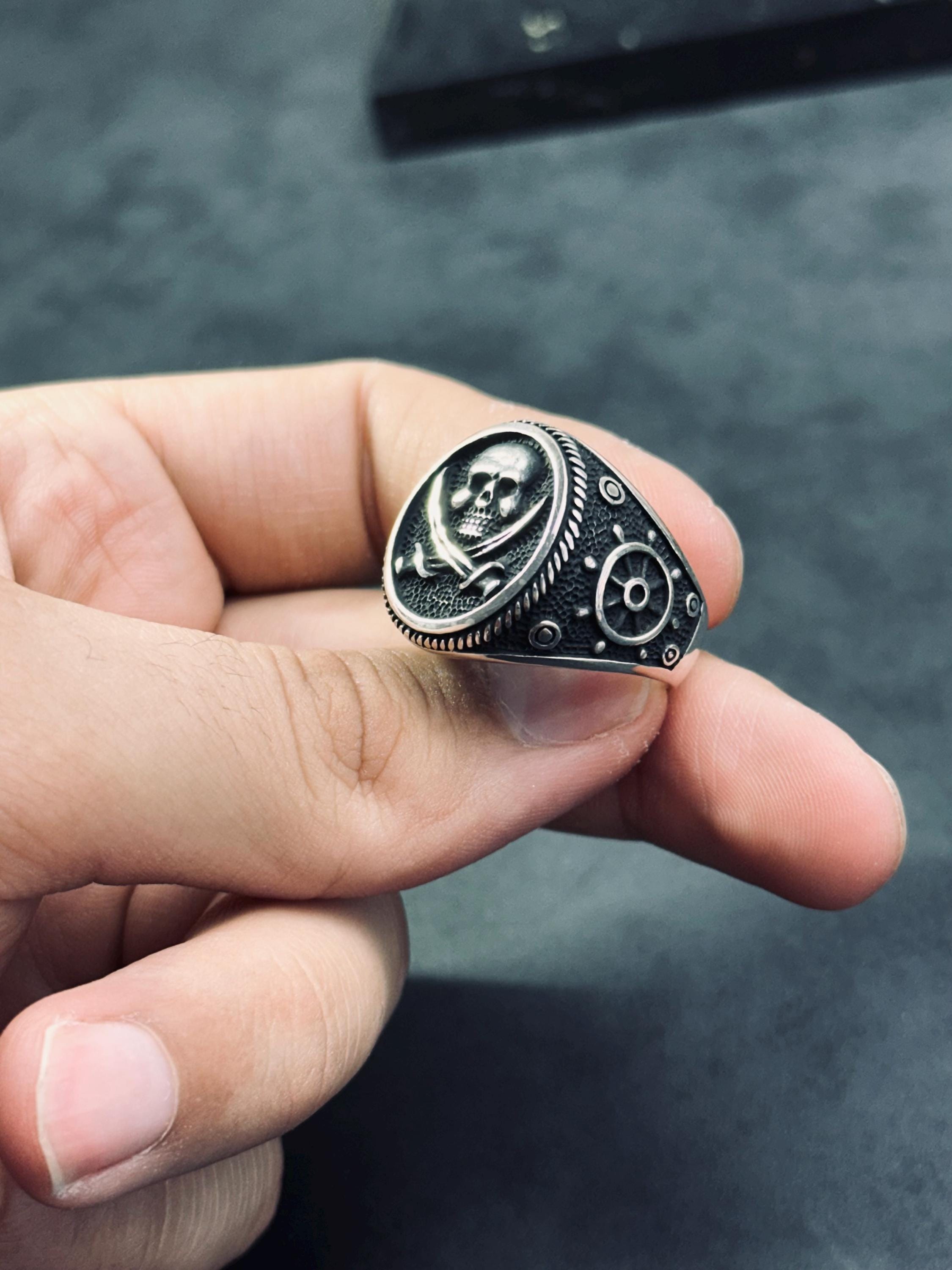 Pirate Ring: Oxidized Sterling Silver - Handmade Biker Style
