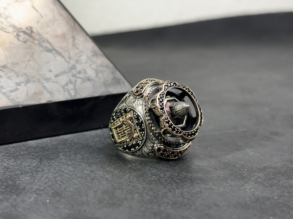 Islamic Sterling Silver Ring, Masjid Al Aqsa Oversized (Handmade)