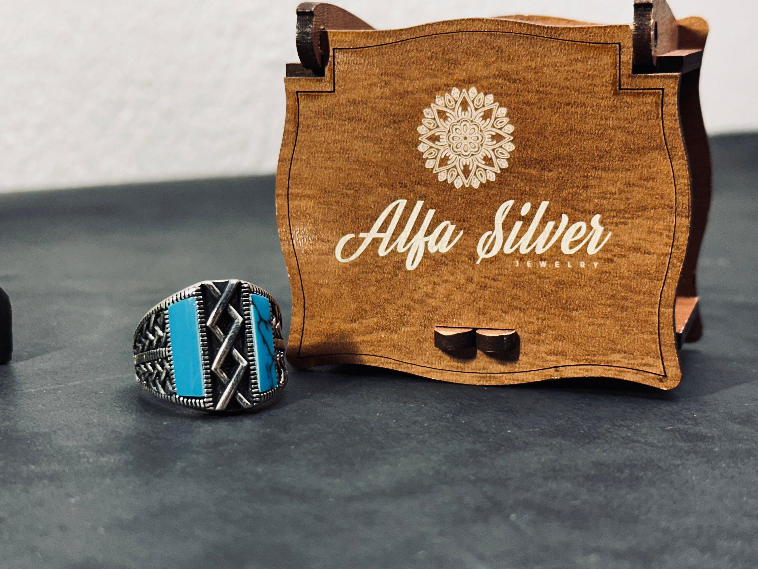 Turquoise Silver Ring, Handmade Gemstone, Minimalist Style (925 Sterling)
