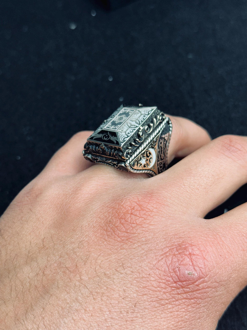 Seal of Solomon Ring, 925 Sterling Silver Square Signet Ring