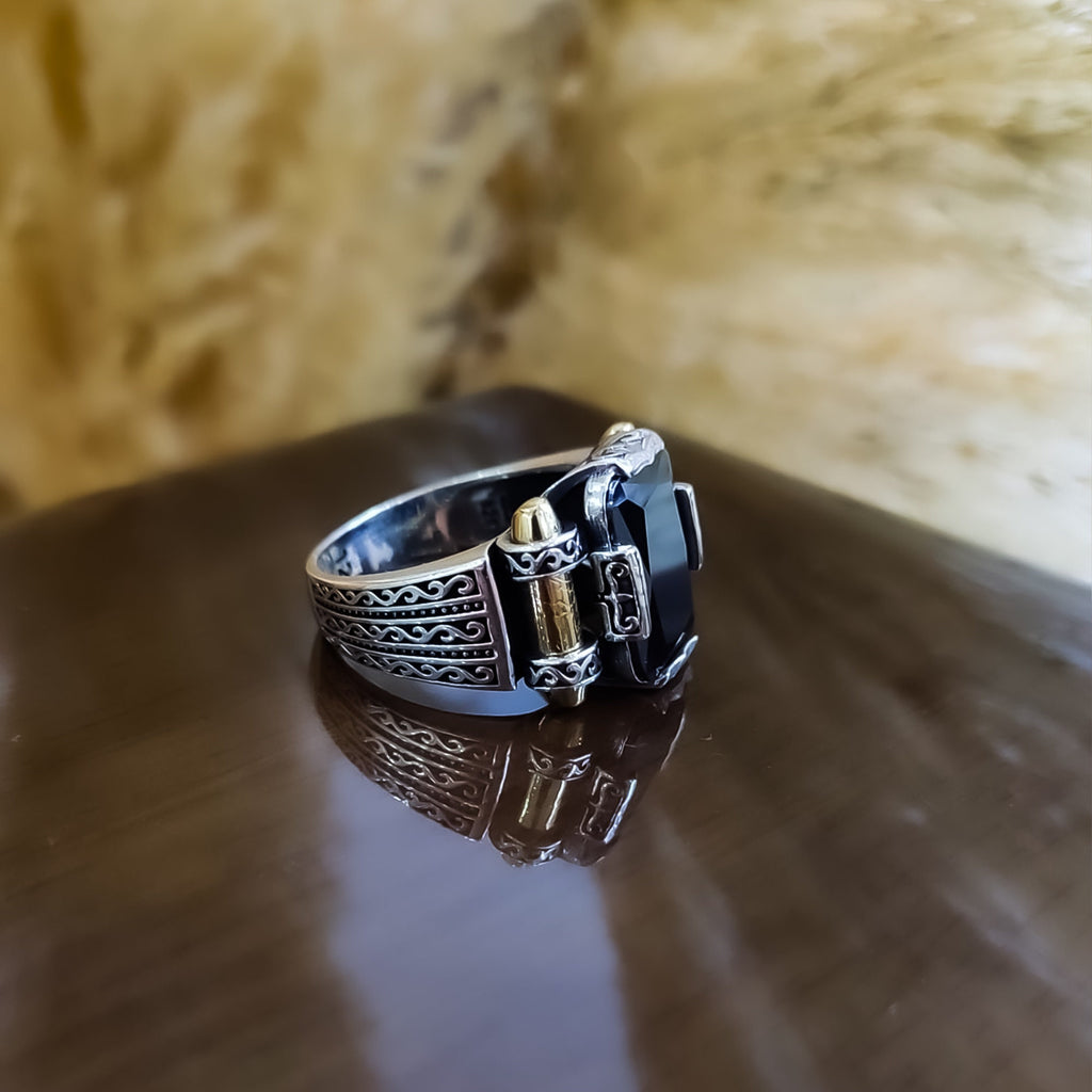 Black Zircon Sterling Silver Ring: Handmade Courage Series