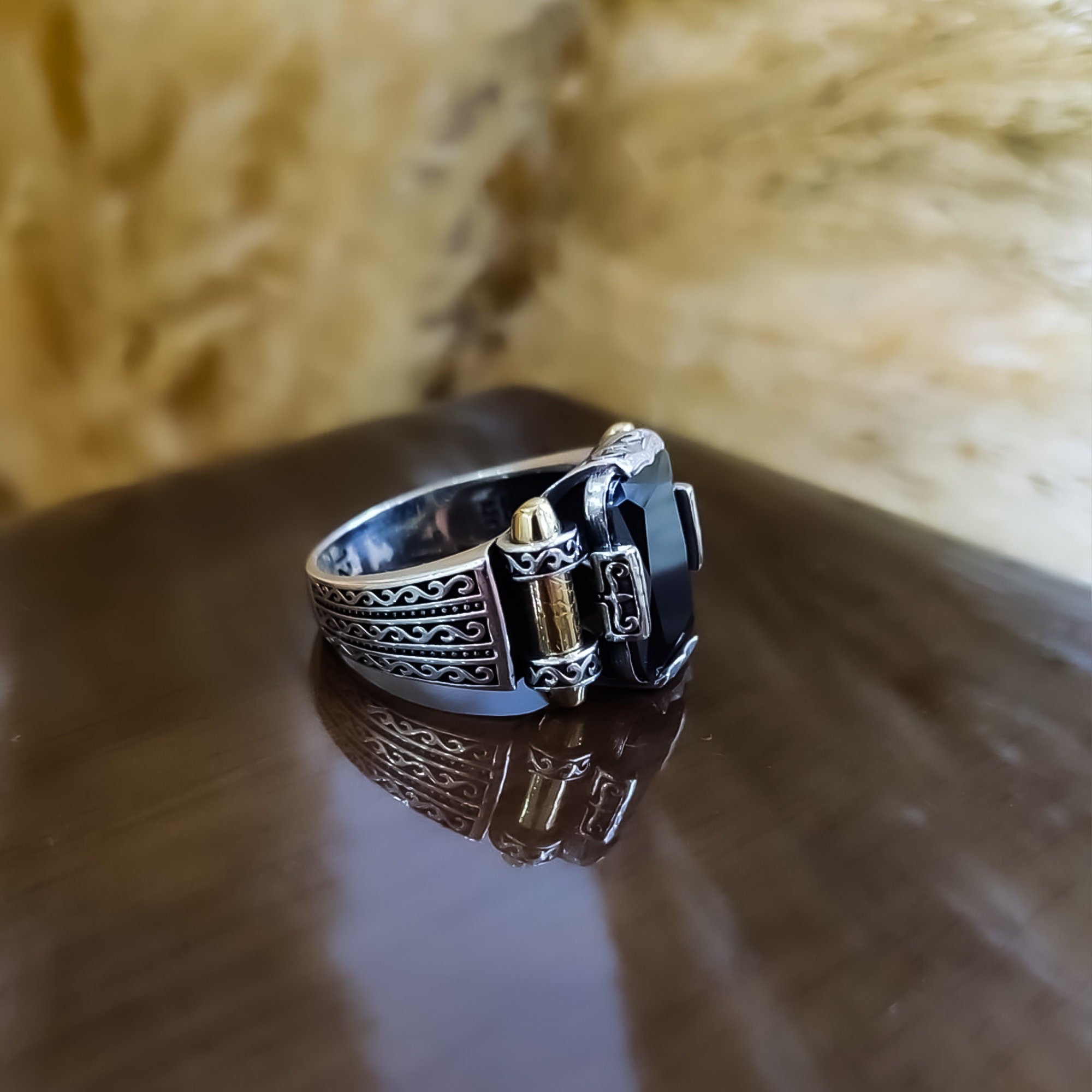 Black Zircon Sterling Silver Ring: Handmade Courage Series