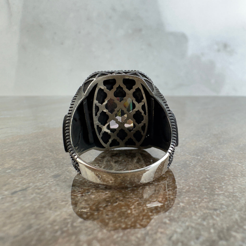 Men's Mystic Topaz Ring: Handmade Sterling Silver (Signet Style)
