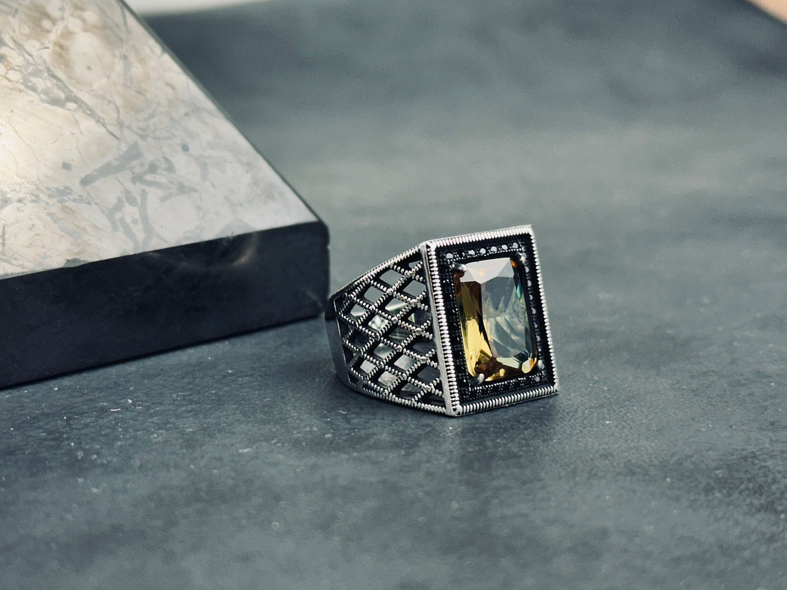 Diaspore Sultanit Ring, Sterling Silver, Rectangular Gemstone (Handmade)