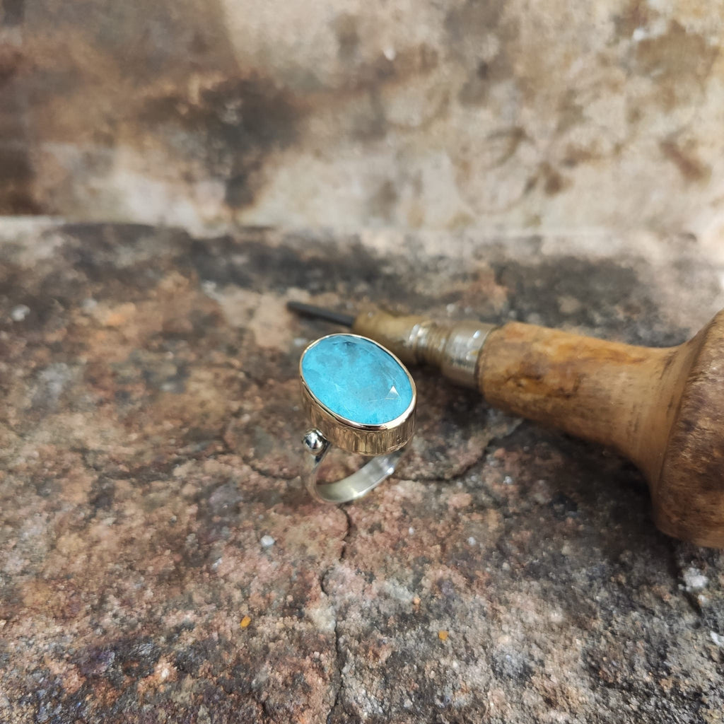 Paraiba Tourmaline Ring: Handmade Sterling Silver Jewelry (Blue Stone)